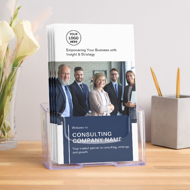 Modern White Navy Promotional Business Tri-Fold Brochure (Insitu)