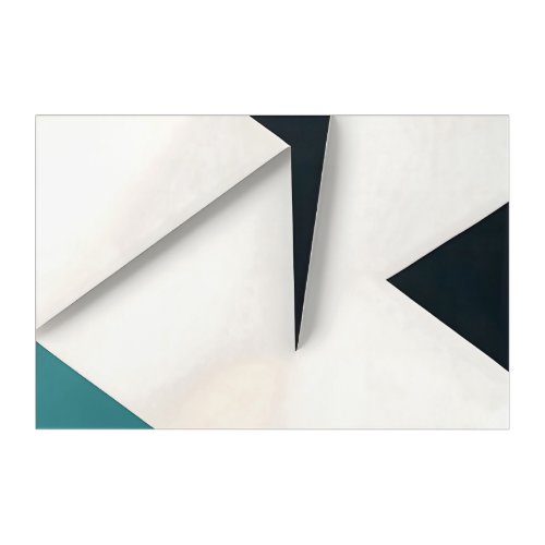 Modern White Navy Teal Abstract Geometric Acrylic Print