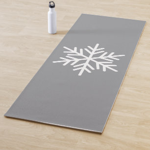 Modern White Nordic Snowflake Gray Background Yoga Mat