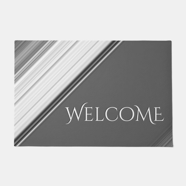 Modern White on Gray Monogram Doormat (Front)