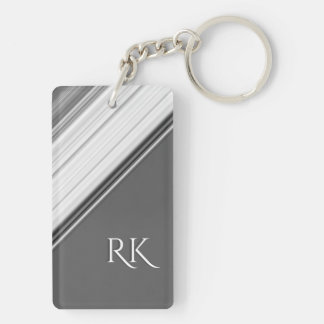 Modern White on Gray Monogram Keychain