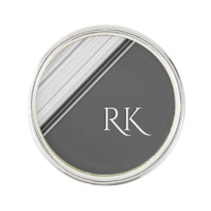 Modern White on Gray Monogram Lapel Pin