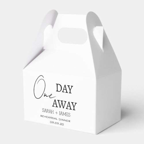 Modern White One Day Away Rehearsal Dinner Party Favor Boxes
