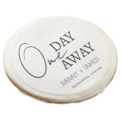 Modern White One Day Away Rehearsal Dinner Wedding Sugar Cookie (Angled)