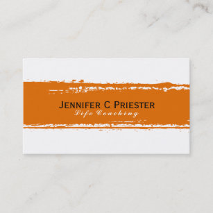 Modern White & Orange Grunge Stripe Business Card