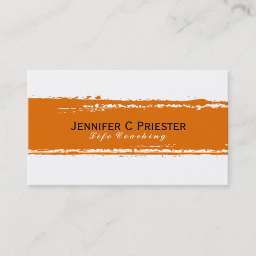 Modern White  Orange Grunge Stripe Business Card