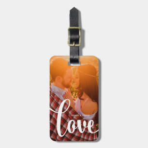 Modern White Overlay   Love with Photo Luggage Tag