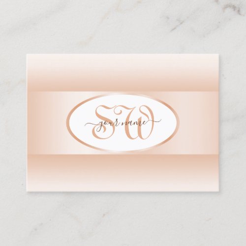 Modern White Pastel Pink Ombre Oval Frame Initials Business Card