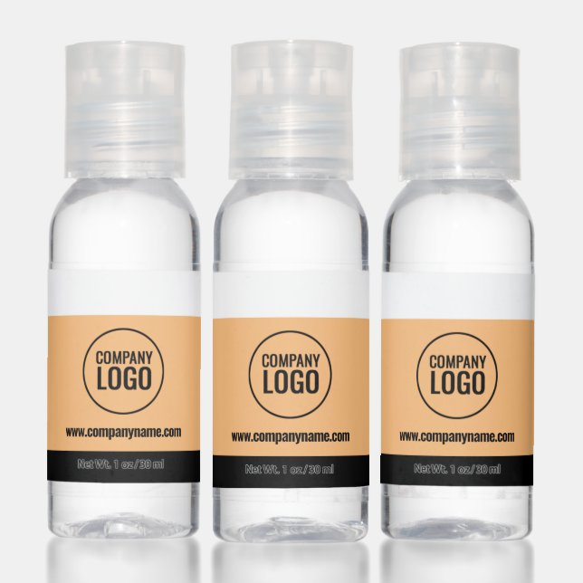 Modern White Peach Black Company Logo Website Hand Sanitizer (Set)