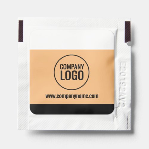 Modern White Peach Black Company Logo Website Hand Sanitizer Packet