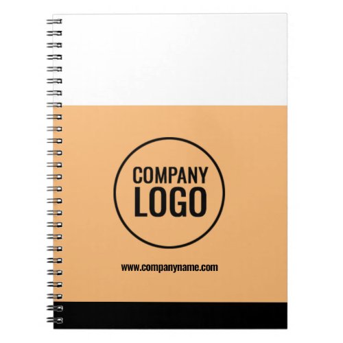 Modern White Peach Black Company Logo Website Notebook