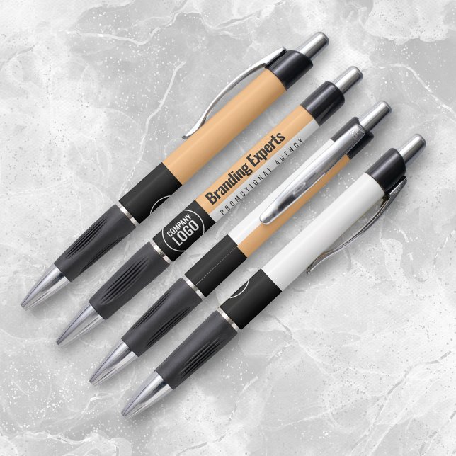 Modern White Peach Black Company Logo Website Pen (Modern Corporate Peach Orange White Black Pen Cover Photo.)