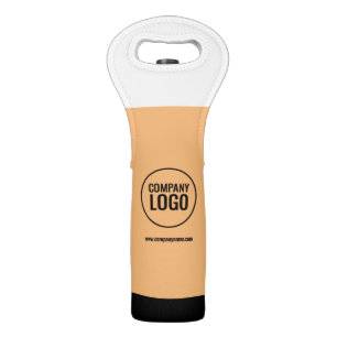 Modern White Peach Black Company Logo Website Wine Bag