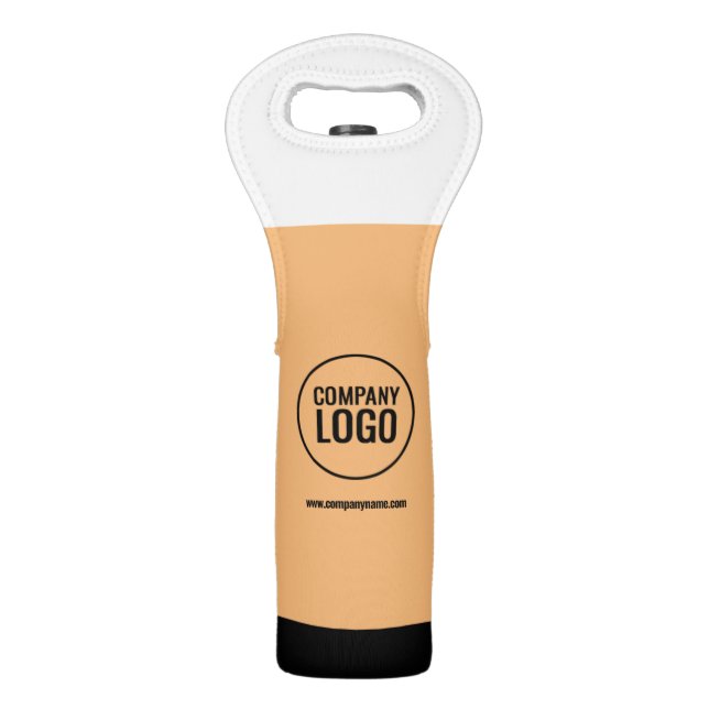 Modern White Peach Black Company Logo Website Wine Bag (Front)