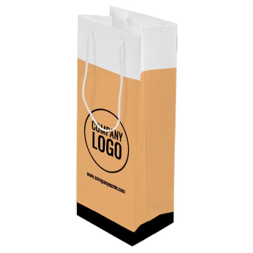 Modern White Peach Black Company Logo Website Wine Gift Bag