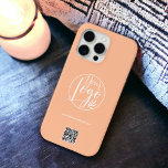 Modern white peach business corporate logo qr code iPhone 15 pro max case<br><div class="desc">Modern white on peach business corporate logo qr code. A simple and efficient way to advertise your company.</div>