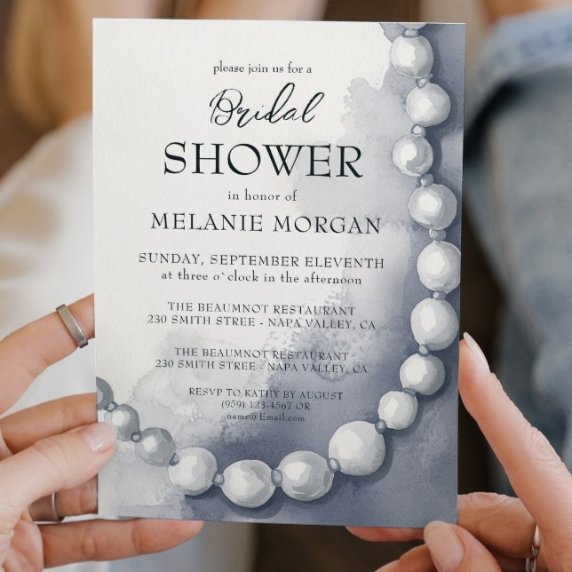 Modern White Pearls Bridal Shower Invitation (Creator Uploaded)