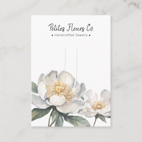 Modern White Peonies Floral Hairclip Display Card