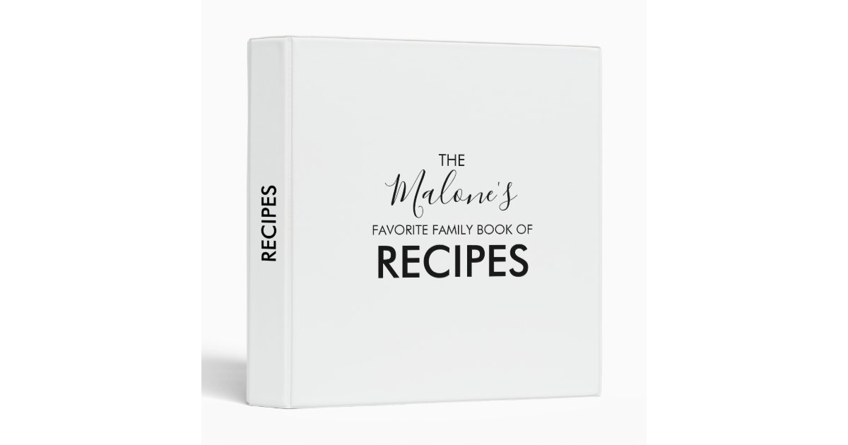 Modern white personalized recipe binder zazzle