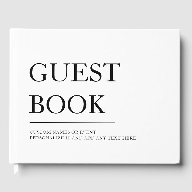 Modern White Personalized Wedding Guest Book (Front)