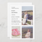 Modern White Photo Collage Girl Baby Shower Invitation (Front/Back)