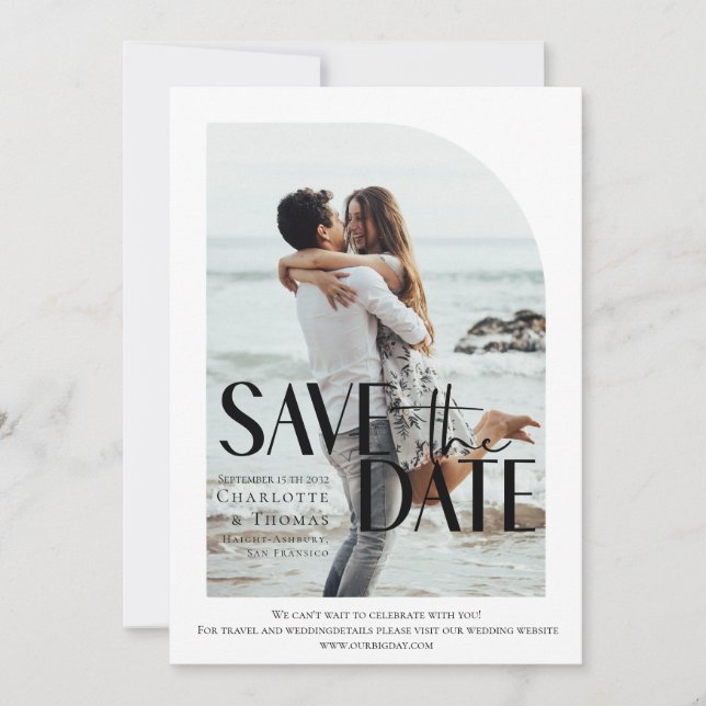 Modern, White Photo-Save the Date Invitation (Front)