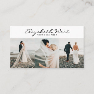 Modern white photography trendy photo calligraphy business card
