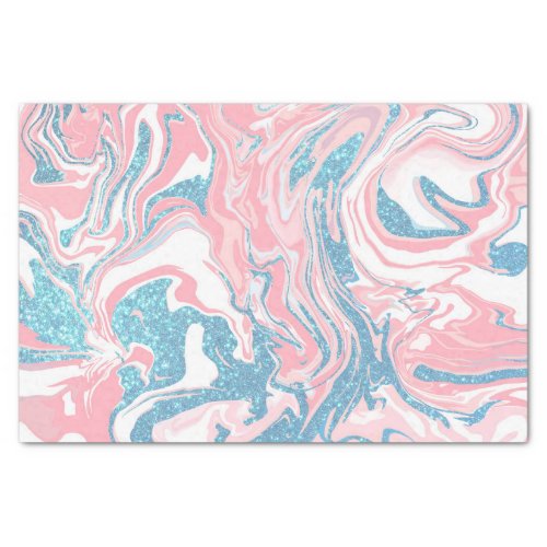 Modern White Pink Blue Glitter Marble Tissue Paper