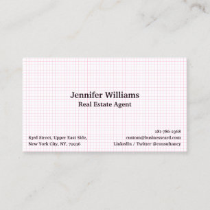 Modern White Pink Checkered Geometric Pattern Chic Business Card