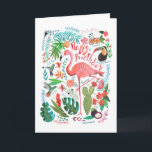 Modern White & Pink Flamingo painted Birthday Card<br><div class="desc">A modern white with pink flamingo birthday card to surprise your loved one.</div>