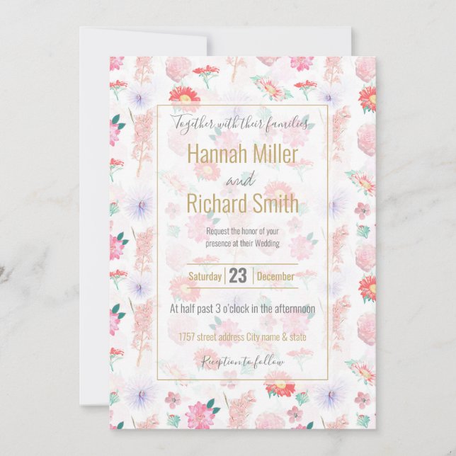 Modern White Pink Garden Floral (Front)