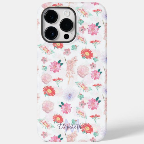 Modern White Pink Garden Floral Case_Mate iPhone 14 Pro Max Case