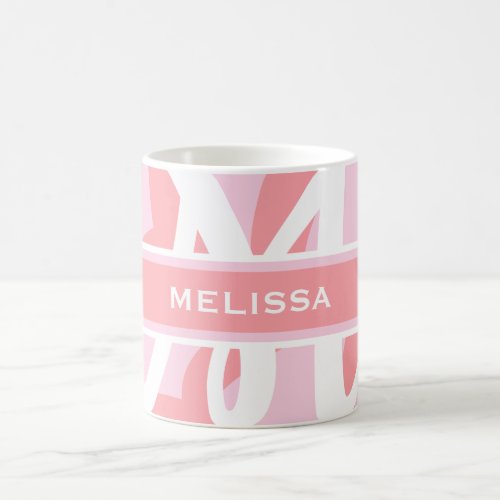 Modern White Pink Peach Monogram Personalize Girly Coffee Mug