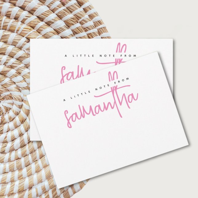 Modern white pink script name note card (Creator Uploaded)