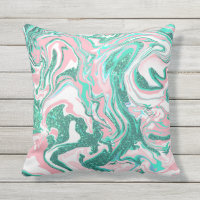 Modern White Pink Teal Green Glitter Marble