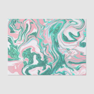 Modern White Pink Teal Green Glitter Marble Tissue Paper