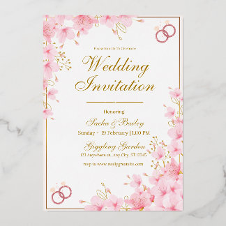 Modern White & Pink Wedding Announcement
