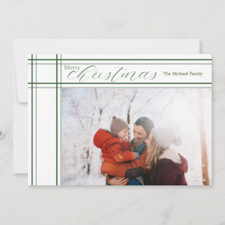 Modern (White) Plaid Christmas Card 