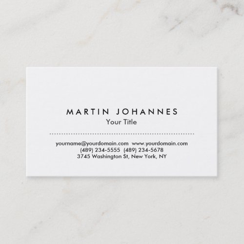 Modern white plain professional business card