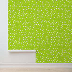 Modern White Polka Dots on Light Green Wallpaper