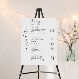 Modern White Price List Foam Board