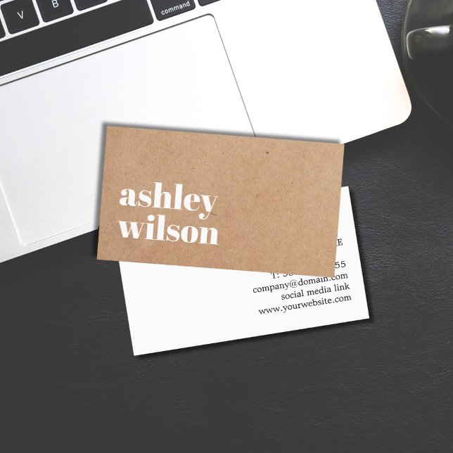 Modern White PRINTED Kraft Bold Consultant Business Card (Creator Uploaded)