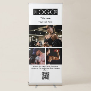 Modern White Professional Business 3 Photos Gym Retractable Banner