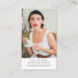 Modern White Professional Business Photo QR Code Card