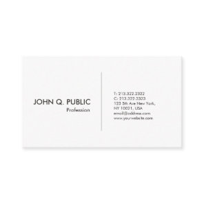 Modern White Professional Simple Elegant Business Card