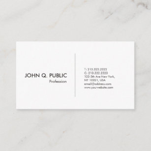 Modern White Professional Simple Elegant Business Card