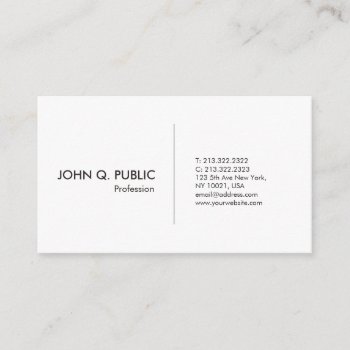 Modern White Professional Simple Elegant Business Card by art_grande at Zazzle