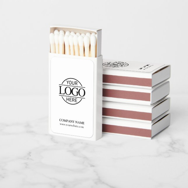 Modern White Promotional Company Business Logo Matchboxes (Stacked)