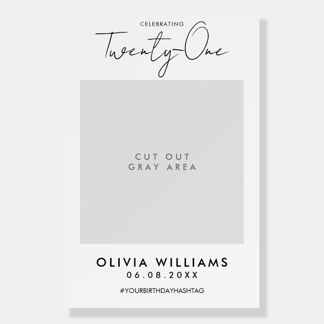 Modern White Prop 21st Birthday Selfie Photo Frame Foam Board (Front)