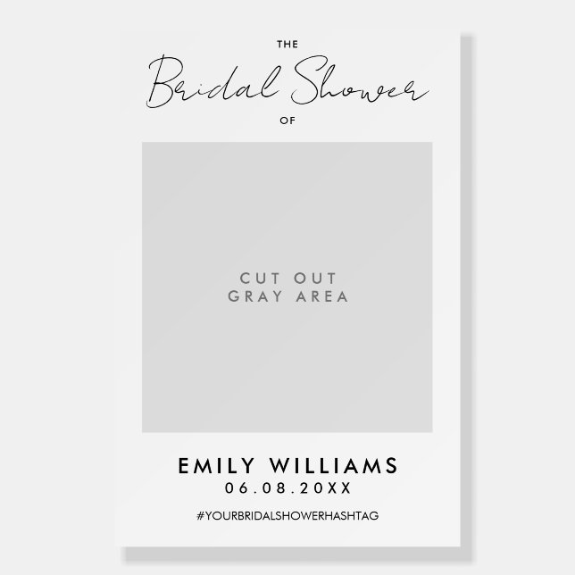 Modern White Prop Bridal Shower Selfie Photo Frame Foam Board (Front)